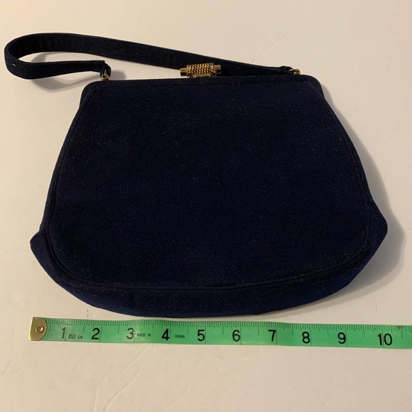 MALAMA Vintage 1940's Felted Wool Handbag/Purse Dark Midnight Blue - Picture 9 of 11